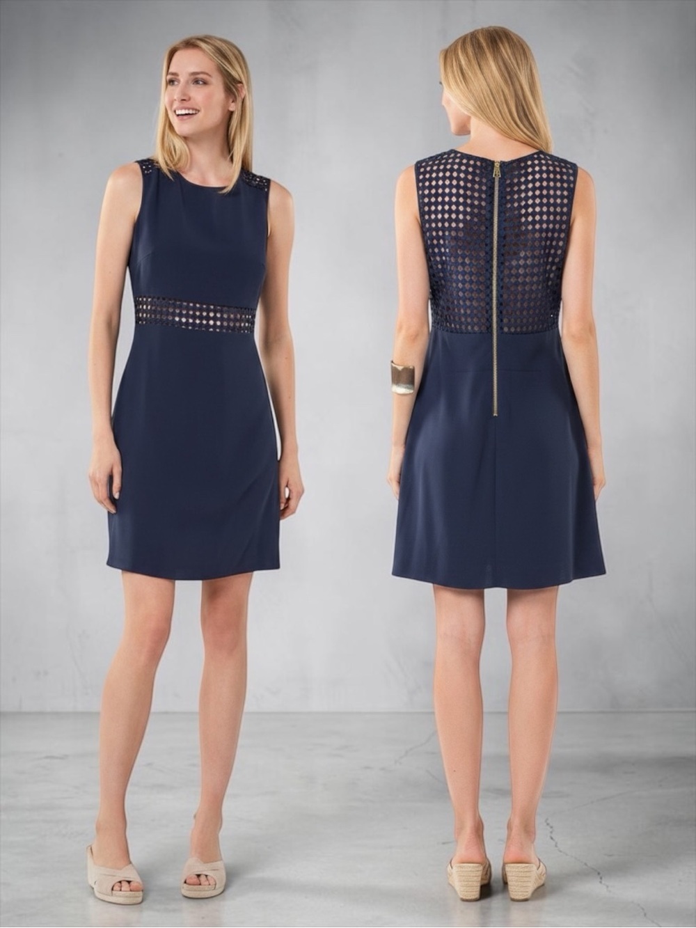 Sail To Sable Women’s Poly Crepe Lace Sheath Mini Dress In Navy Size 8